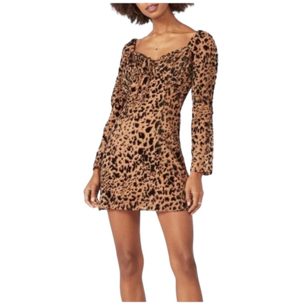 Audrey 3+1 Womens Leopard Print Off The Shoulder Velvet Mini Dress Size Medium